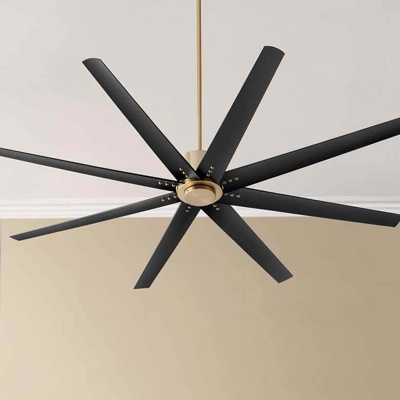 Image 1 72" Oxygen Fleet Aged Brass Damp Rated Large Ceiling Fan with Remote