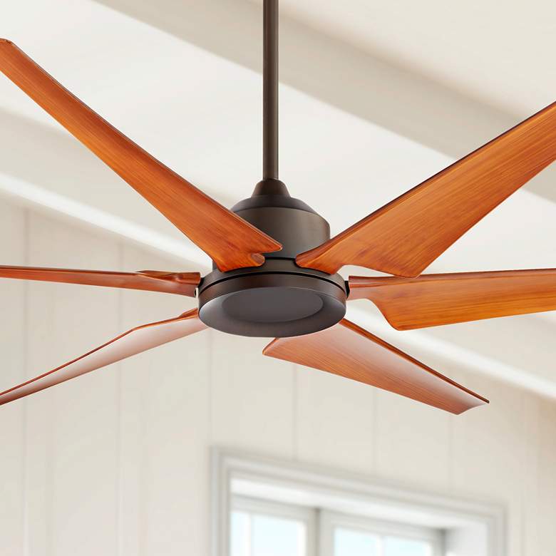 Image 1 72" Power Hawk Oil-Rubbed Bronze Damp Outdoor Ceiling Fan with Remote