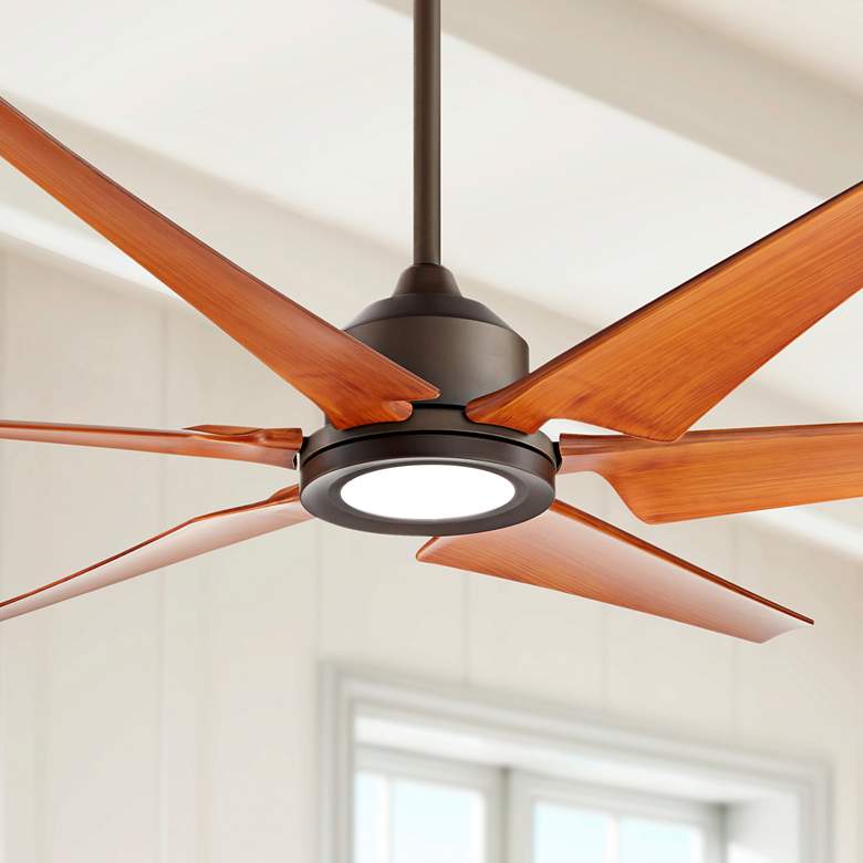 Image 1 72" Power Hawk Oil-Rubbed Bronze LED Damp Rated Fan with Remote