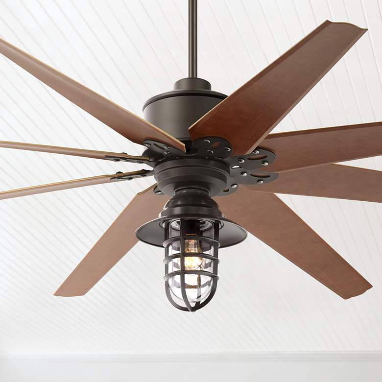 Image 1 72 inch Predator Bronze LED Marlowe Cage Outdoor Ceiling Fan