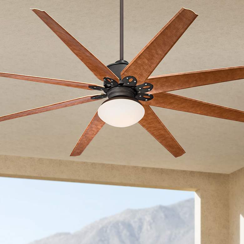 Image 1 72 inch Predator Bronze Opal Damp Rated Large Ceiling Fan with Remote