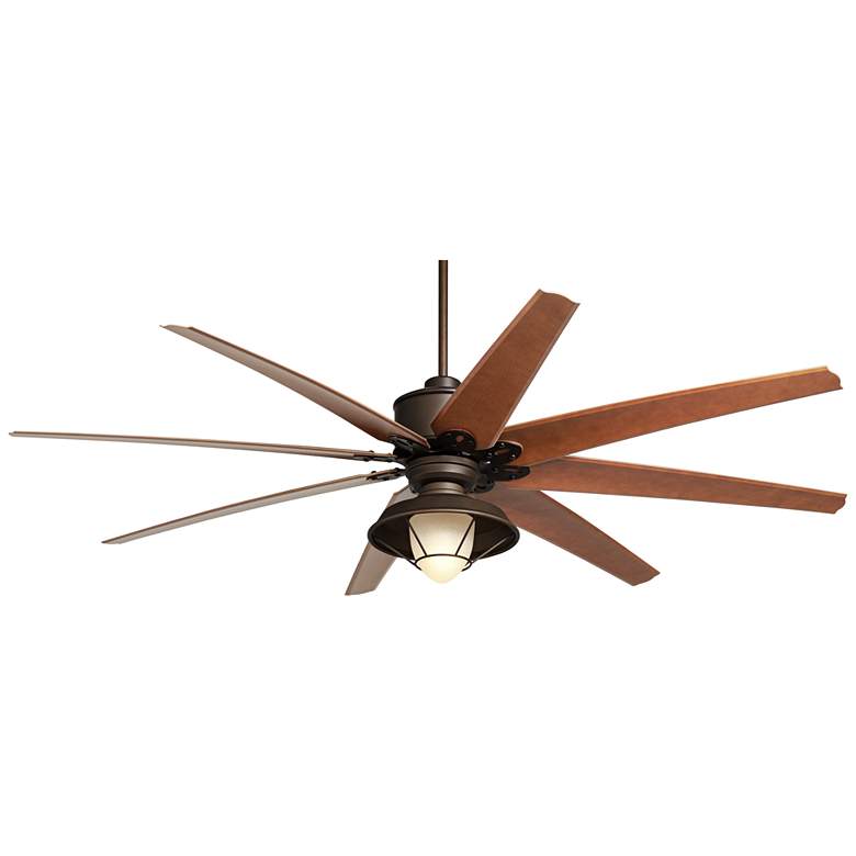 Image 2 72 inch Predator Bronze Rustic LED Large Damp Ceiling Fan with Remote