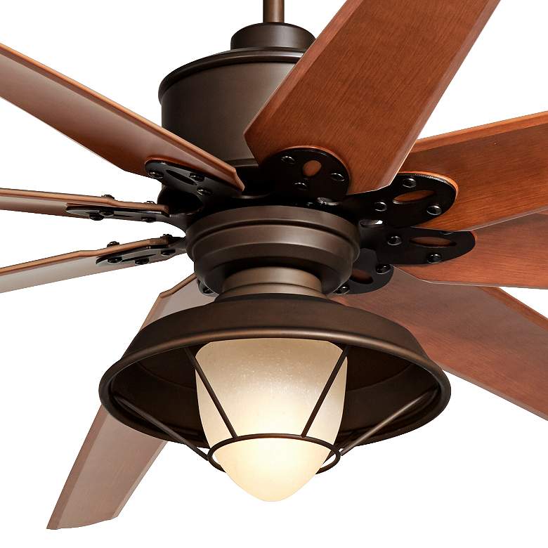 Image 3 72 inch Predator Bronze Rustic LED Large Damp Ceiling Fan with Remote more views