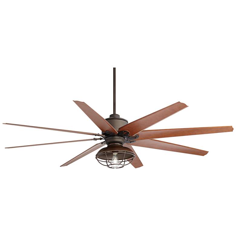 Image 2 72 inch Predator Rustic Bronze Damp Rated Large Ceiling Fan with Remote