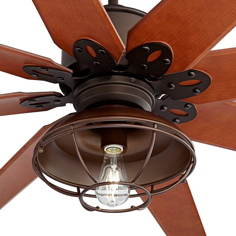 Image 3 72" Predator Rustic Bronze Damp Rated Large Ceiling Fan with Remote more views