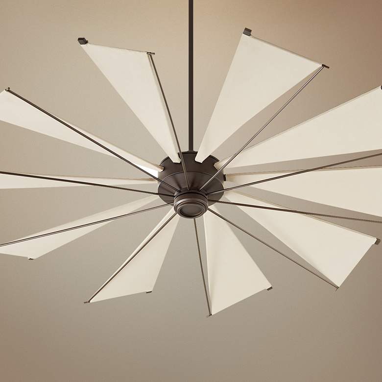 Image 1 72" Quorum Mykonos Oiled Bronze Large Ceiling Fan with Canvas Blades
