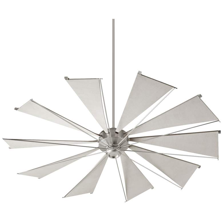 Image 2 72 inch Quorum Mykonos Satin Nickel Large Ceiling Fan with Canvas Blades