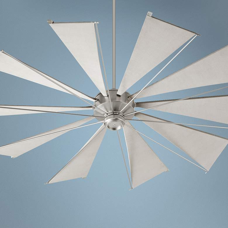 Image 1 72" Quorum Mykonos Satin Nickel Large Ceiling Fan with Canvas Blades