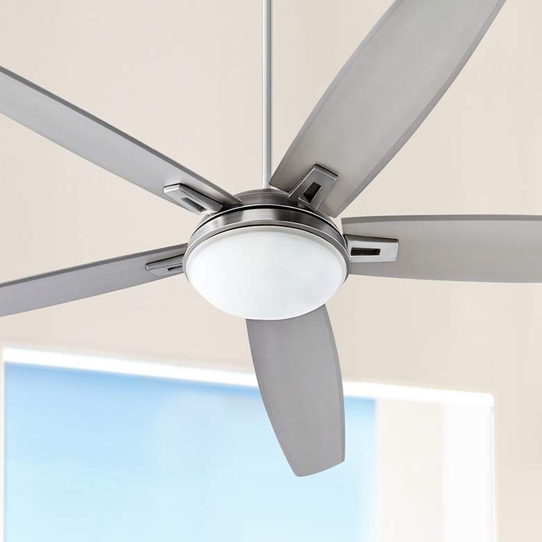 Image 1 72 inch Quorum Vector Satin Nickel LED Indoor Ceiling Fan with Remote