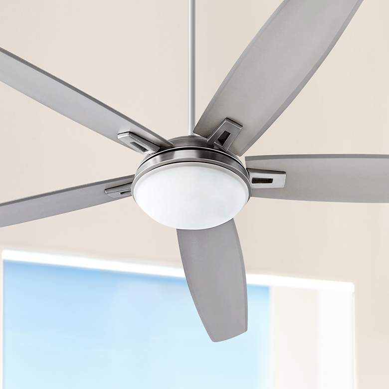 Image 1 72" Quorum Vector Satin Nickel LED Indoor Ceiling Fan with Remote