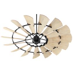 72" Quorum Windmill Black Ceiling Fan with Oak Blades