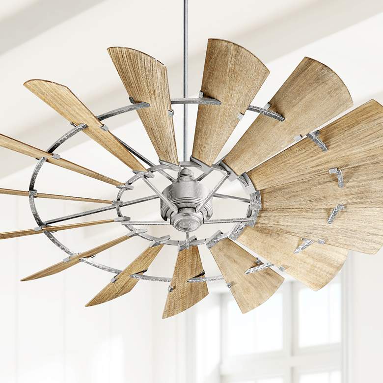 Image 1 72" Quorum Windmill Galvanized Large Ceiling Fan with Remote