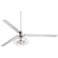 72" Turbina XL Brushed Nickel Cage Large Ceiling Fan with Remote