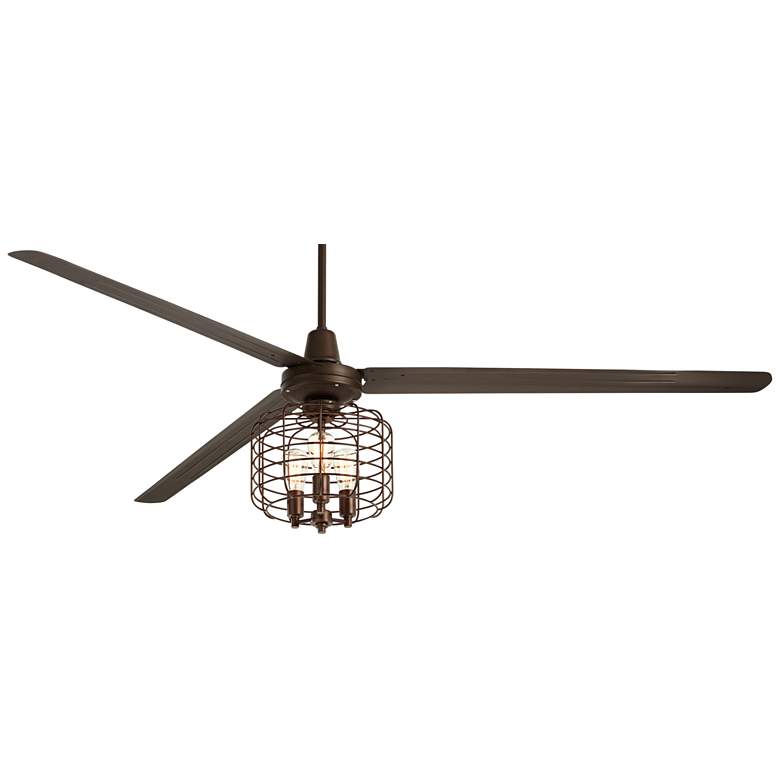 Image 2 72" Turbina XL DC Bronze Industrial Cage LED Ceiling Fan with Remote