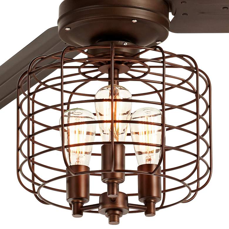Image 3 72" Turbina XL DC Bronze Industrial Cage LED Ceiling Fan with Remote more views