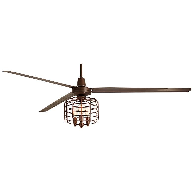 Image 5 72" Turbina XL DC Bronze Industrial Cage LED Ceiling Fan with Remote more views