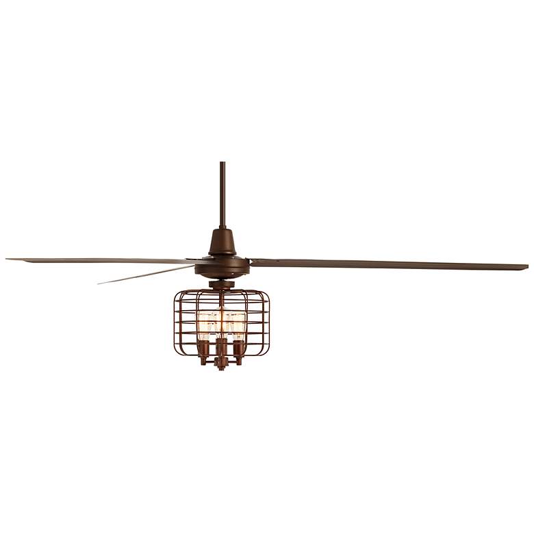 Image 6 72 inch Turbina XL DC Bronze Industrial Cage LED Ceiling Fan with Remote more views