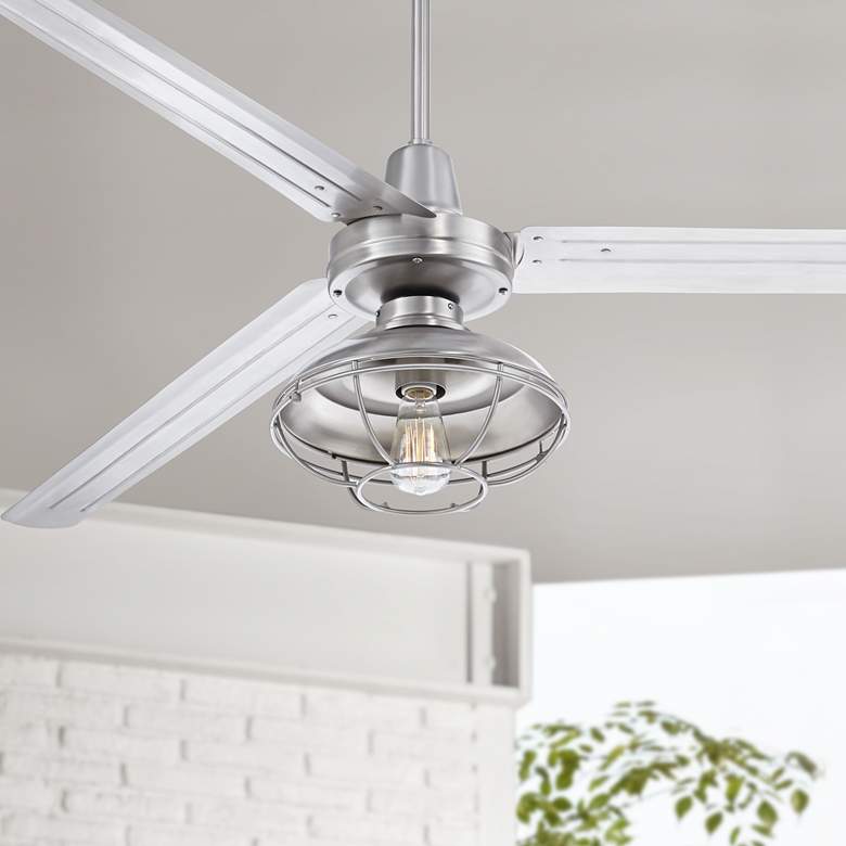 Image 1 72" Turbina XL DC Brushed Nickel LED Large Ceiling Fan