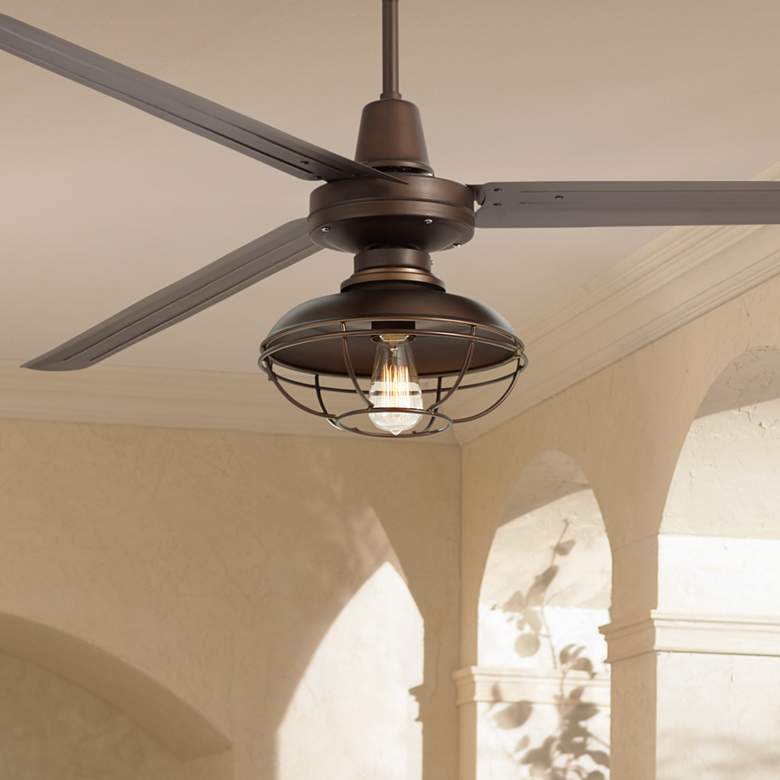 Image 1 72" Turbina XL Franklin Park Bronze Damp Rated Ceiling Fan with Remote