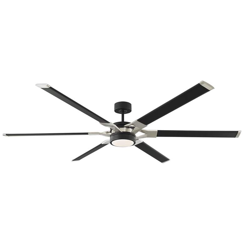 Image 2 72" Visual Comfort Loft Black and Steel LED Damp Rated Fan with Remote