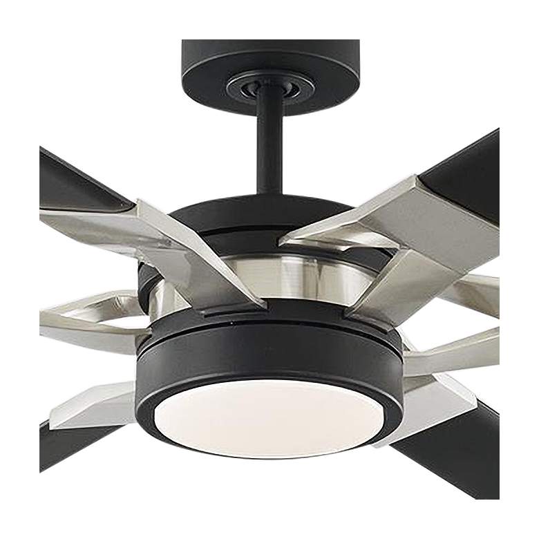 Image 3 72" Visual Comfort Loft Black and Steel LED Damp Rated Fan with Remote more views