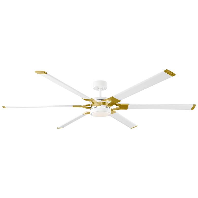 Image 2 72" Visual Comfort Loft Matte White Brass LED Damp Fan with Remote