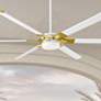 1_72" Visual Comfort Loft Matte White Brass LED Damp Fan with Remote