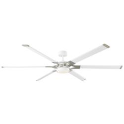 72" Visual Comfort Loft White Steel LED Damp Ceiling Fan with Remote