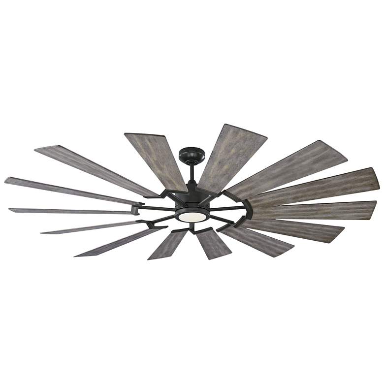 Image 2 72" Visual Comfort Prairie Aged Pewter LED Ceiling Fan with Remote