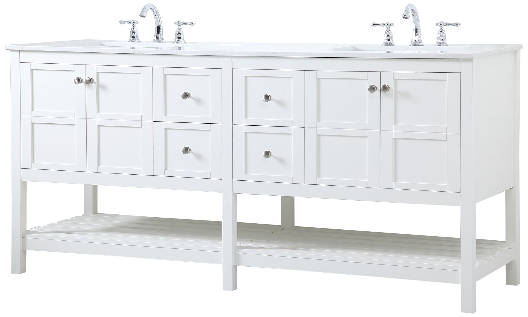 Image 3 72-Inch White Double Sink Bathroom Vanity with Calacatta White Quartz Top more views