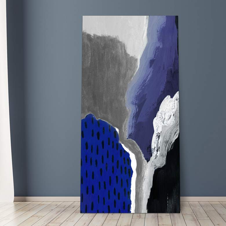 Image 1 72" x 36", Cobalt Abstract A Frameless Tempered Glass Wall Art