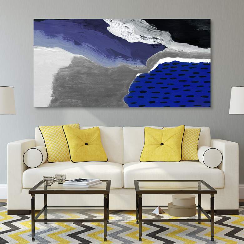 Image 6 72" x 36", Cobalt Abstract A Frameless Tempered Glass Wall Art more views
