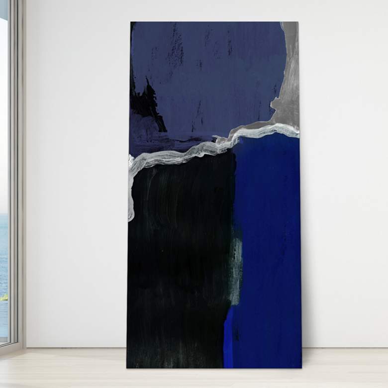 Image 1 72" x 36" Cobalt Abstract B Frameless Tempered Glass Wall Art