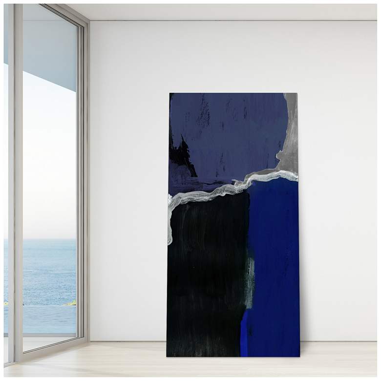 Image 7 72" x 36" Cobalt Abstract B Frameless Tempered Glass Wall Art more views