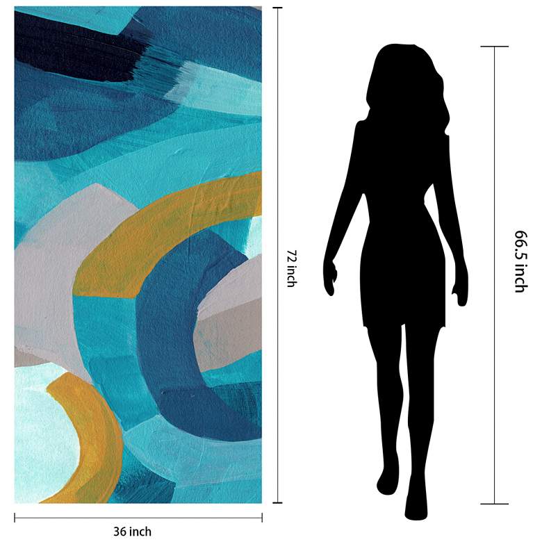 Image 5 72" x 36", Puzzle Blues B Frameless Tempered Glass Wall Art more views