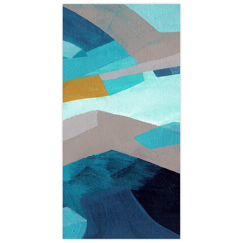 Image 2 72" x 36", Puzzle Blues C Frameless Tempered Glass Wall Art