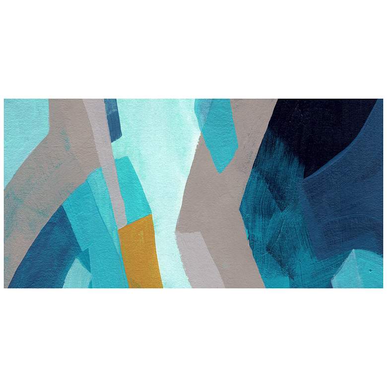 Image 4 72" x 36", Puzzle Blues C Frameless Tempered Glass Wall Art more views