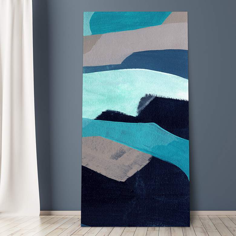 Image 1 72" x 36" Puzzle Blues D Frameless Tempered Glass Wall Art