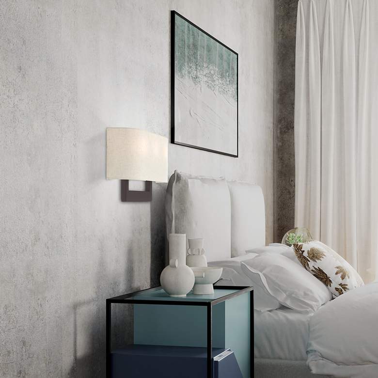 Image 1 Hayworth 10" High Bronze 3-Light Wall Sconce in scene