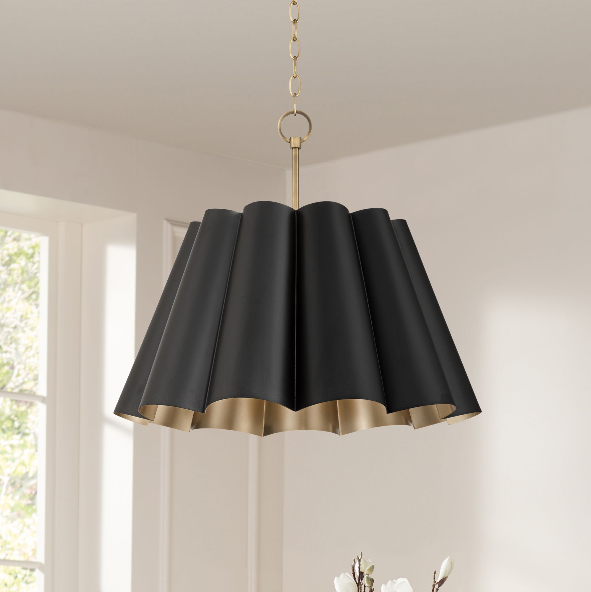 Image 1 Possini Euro Olmos 24" Wide Black and Gold 4-Light Metal Pendant Light in scene