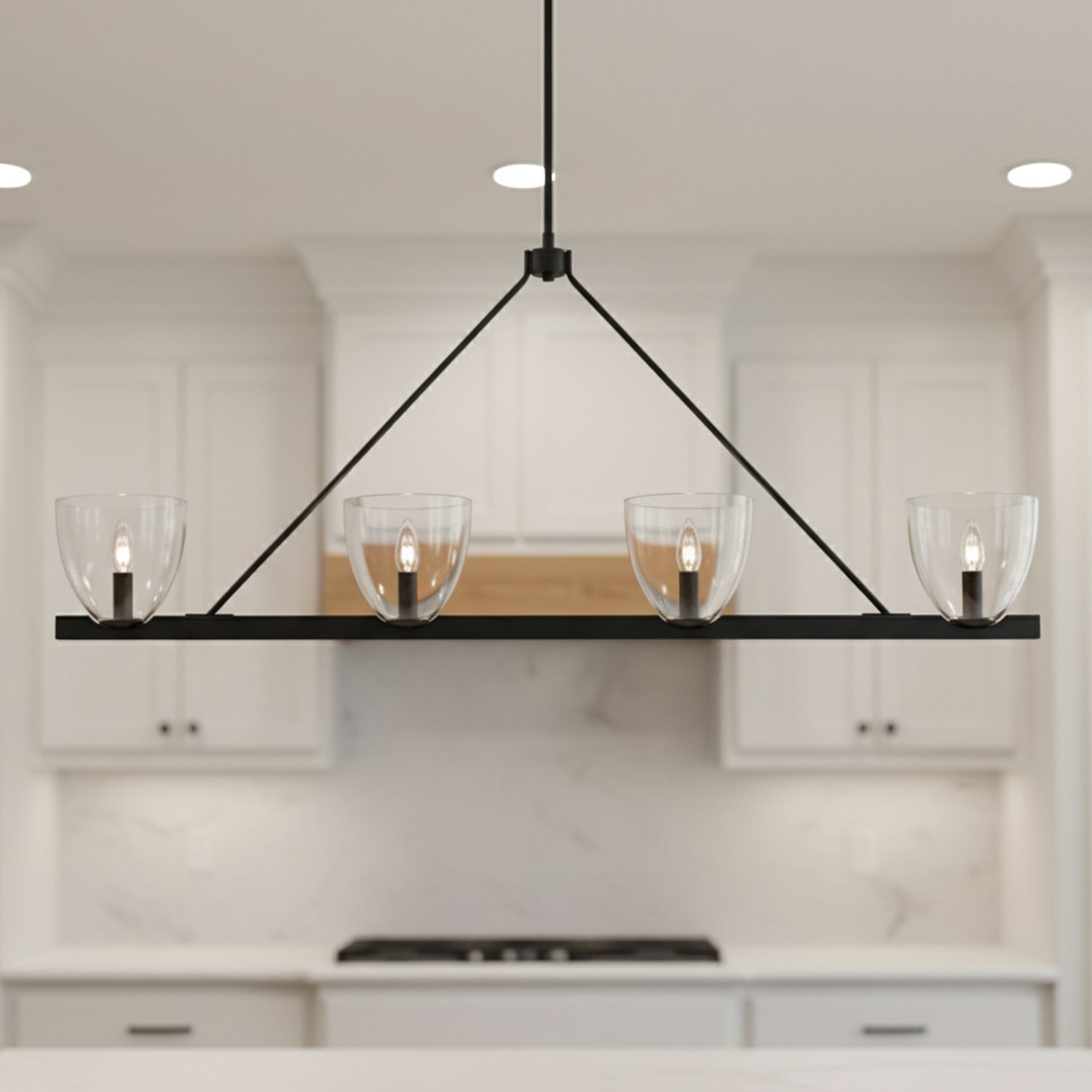 Image 1 Possini Euro Ardea 47" Wide Black 4-Light Linear Island Chandelier in scene