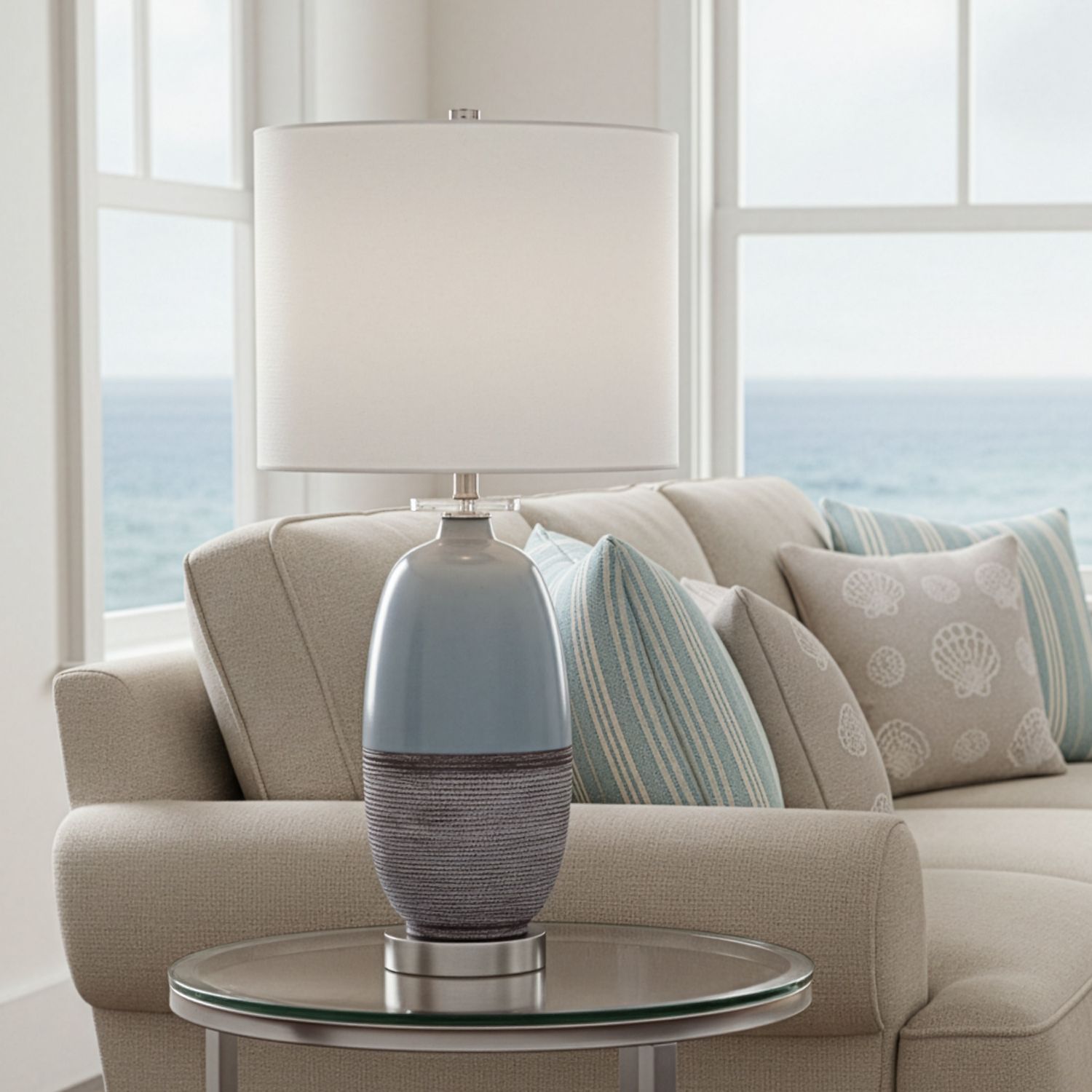 Image 1 360 Lighting Stratos 26 1/4" High Blue Cloud Ceramic Table Lamp in scene