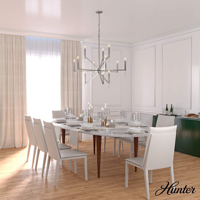 Image 1 Hunter Sunjai 40" Wide Brushed Nickel 12-Light Chandelier in scene