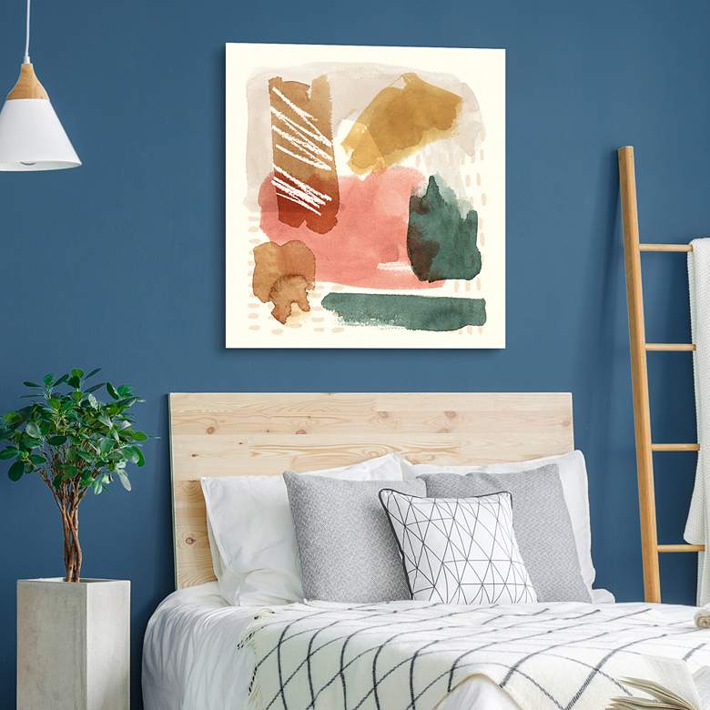 Image 1 Ochre Echo II 38" Square Floating Tempered Glass Wall Art in scene