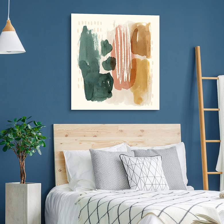Image 1 Ochre Echo III 38" Square Floating Tempered Glass Wall Art in scene