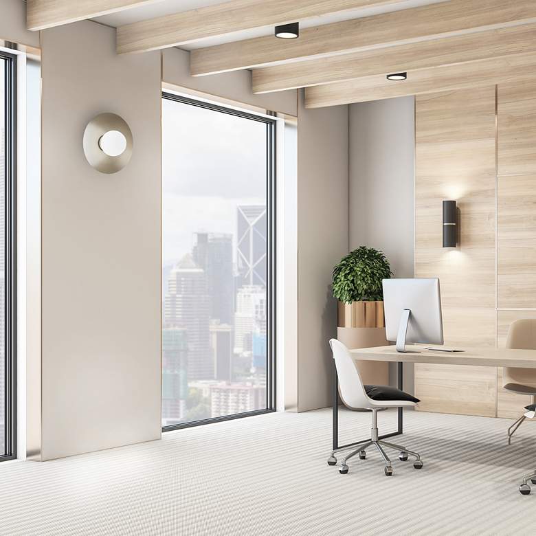 Image 1 UltraLights Solo 12" High New Brass LED Retrofit Wall Sconce in scene