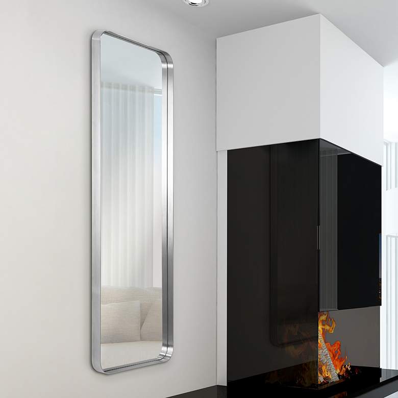 Image 1 Ultra Brushed Silver 18" x 48" Framed Wall Mirror in scene