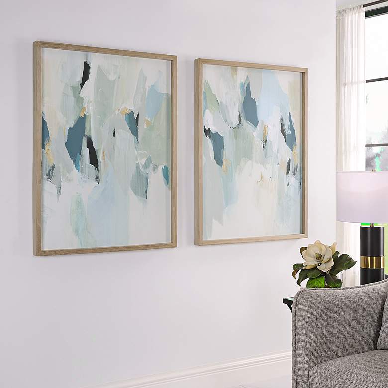 Image 1 Uttermost Seabreeze 42"H 2-Piece Framed Canvas Wall Art Set in scene