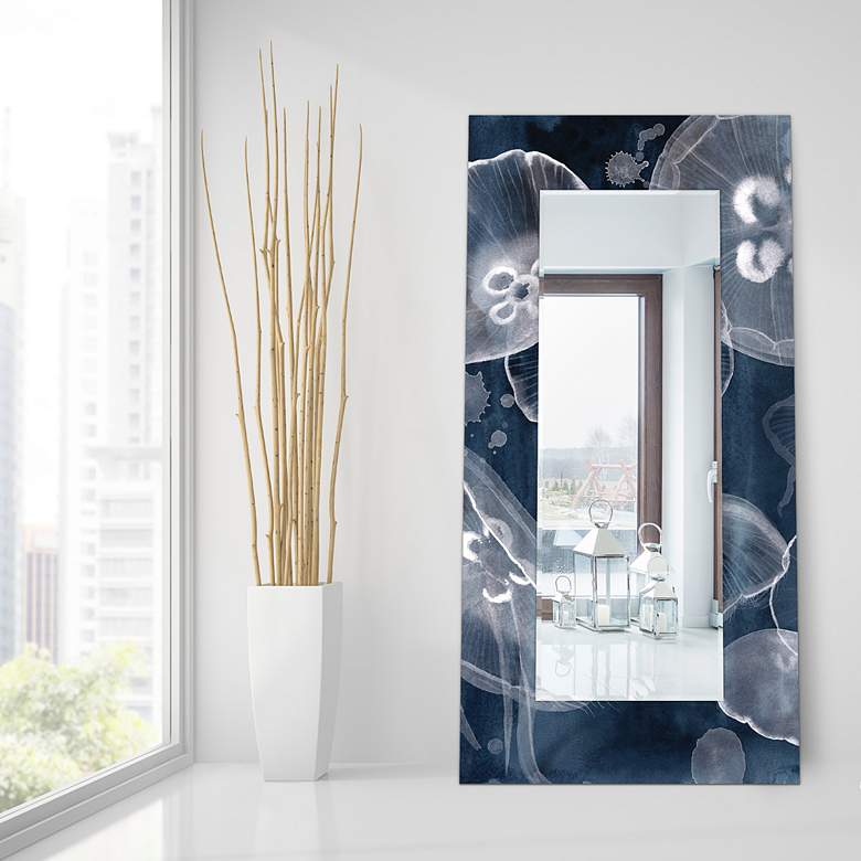 Image 1 Moon Jellies Art Glass 36 inch x 72 inch Rectangular Wall Mirror in scene