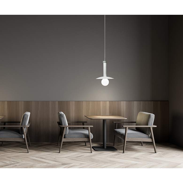 Image 1 UltraLights Solo 12" Wide White LED Retrofit Mini Pendant in scene